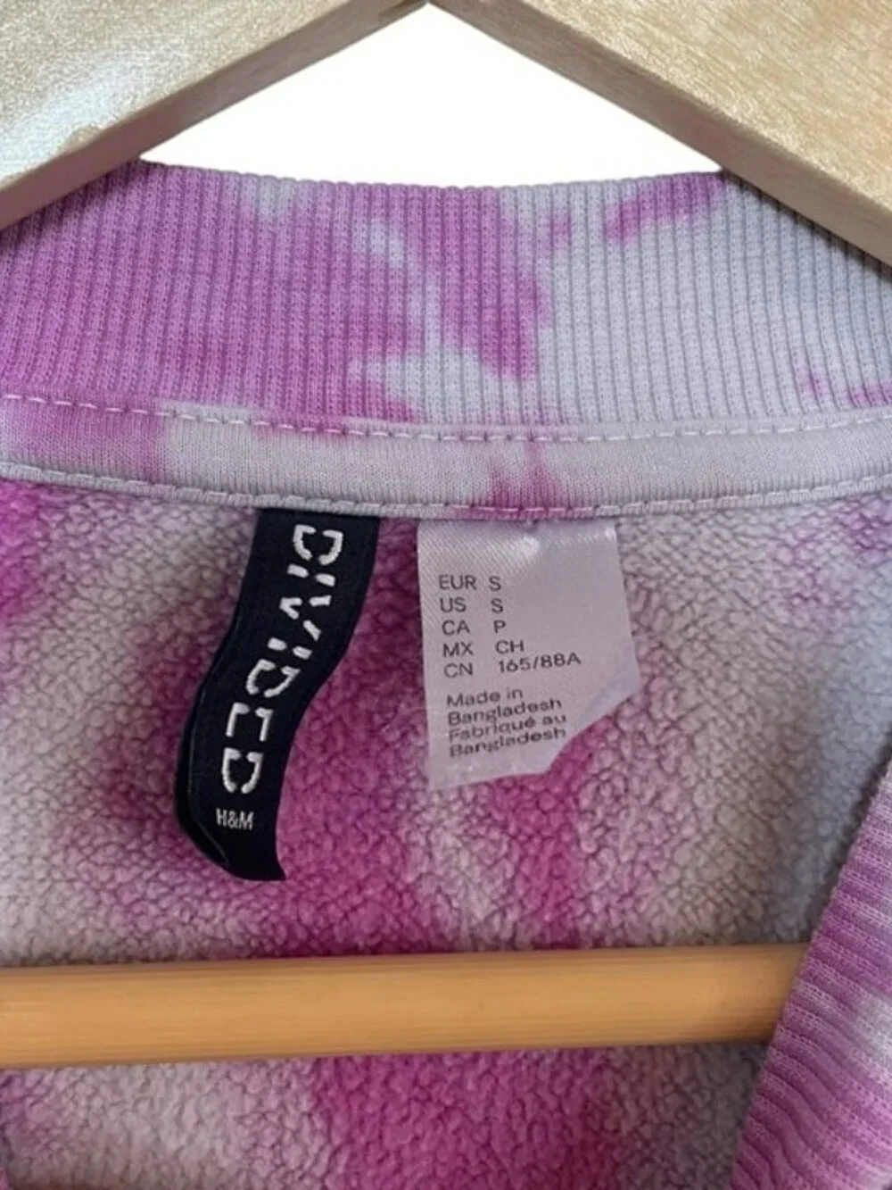 H&M Pink Tie Dye Oversized Sweatshirt Crewneck Lounge Pullover S